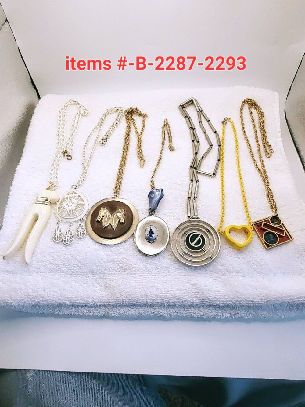 7 Necklaces with pendants, items #B-2287-2293,.  wt.  258 grams.